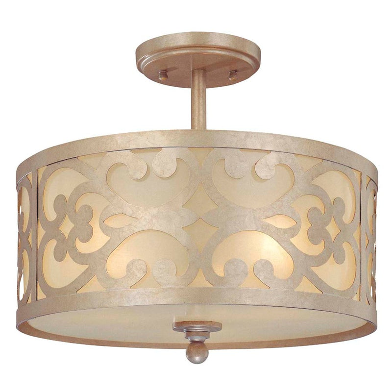 Minka Lavery Nanti 14in 3-Light Semi Flush Mount | Traditional Champagne Silver and Vanilla Glass | Entryway & Hallway | Model 1498-252