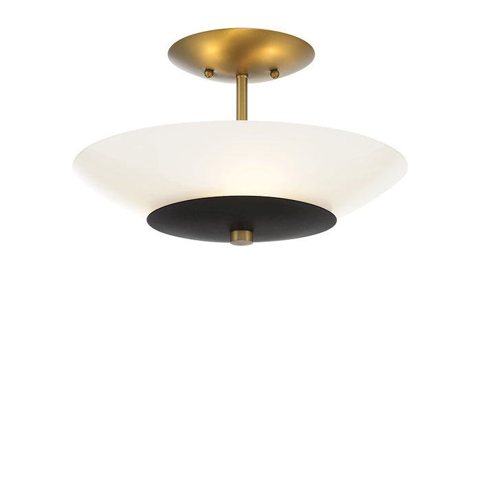 Minka Lavery Bax 3 Light Flush Mount, Sand Coal/Soft Brass/Opal - 1703-781