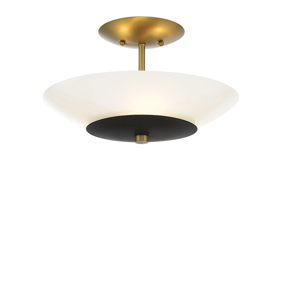 Minka Lavery Bax 3 Light Flush Mount, Sand Coal/Soft Brass/Opal - 1703-781