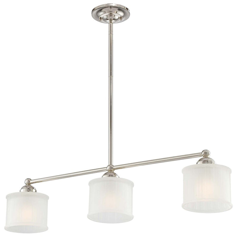 Minka Lavery 1730 32in 3-Light Island Light | Transitional Polished Nickel and Clear Glass | Kitchen Island & Dining Room | Model 1734-613