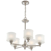 Minka Lavery 1730 Series 24in 5-Light Chandelier | Transitional Polished Nickel and Clear Glass | Dining Room & Living Room | Model 1735-613