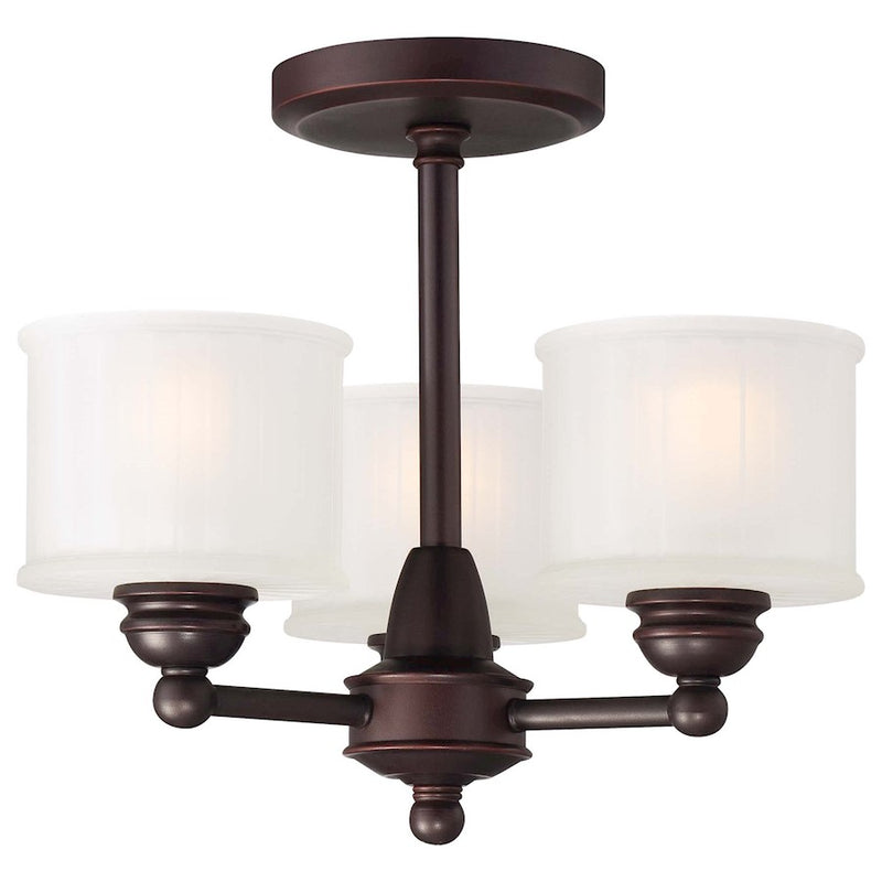 Minka Lavery 1730 Series 16in 3-Light Semi Flush Mount | Transitional Lathan Bronze and Clear Glass | Hallway & Entryway | Model 1738-167