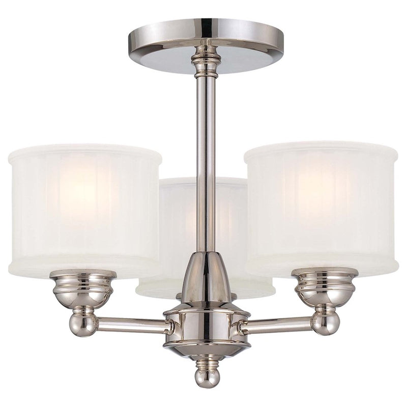 Minka Lavery 1730 Series 16in 3-Light Semi Flush Mount | Transitional Polished Nickel and Clear Glass | Entryway & Hallway | Model 1738-613