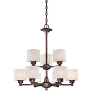 Minka Lavery 1730 Series 27in 9-Light Chandelier | Transitional Lathan Bronze and Clear Glass | Dining Room & Living Room | Model 1739-167