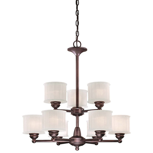 Minka Lavery 1730 Series 27in 9-Light Chandelier | Transitional Lathan Bronze and Clear Glass | Dining Room & Living Room | Model 1739-167