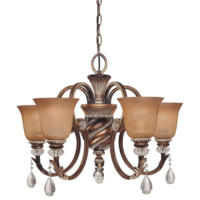 Minka Lavery Aston Court 27in 5-Light Chandelier | Traditional Aston Court Bronze and Clear Glass | Dining Room & Living Room | Model 174-206