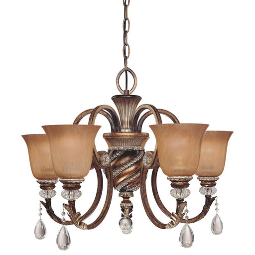 Minka Lavery Aston Court 27in 5-Light Chandelier | Traditional Aston Court Bronze and Clear Glass | Dining Room & Living Room | Model 174-206