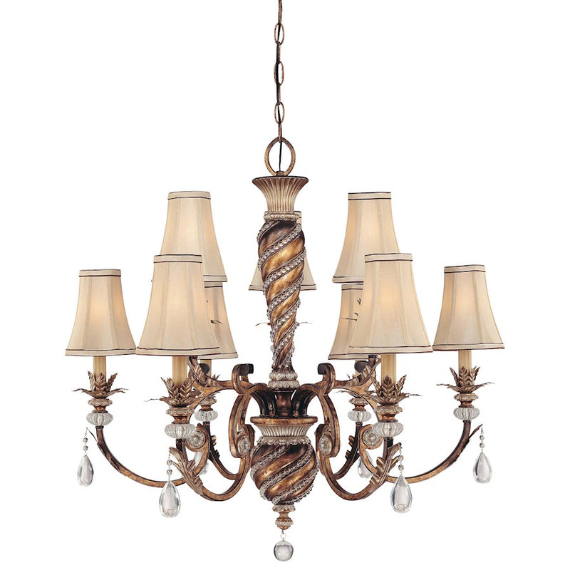Minka Lavery Aston Court 33in 9-Light Chandelier | Traditional Aston Court Bronze and Clear Glass | Dining Room & Living Room | Model 1748-206