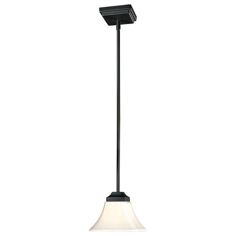 Minka Lavery Agilis 5in 1-Light Mini Pendant | Contemporary Black and Lamina Blanca Glass | Kitchen Island & Dining Room Accent | Model 1811-66