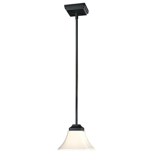 Minka Lavery Agilis 5in 1-Light Mini Pendant | Contemporary Black and Lamina Blanca Glass | Kitchen Island & Dining Room Accent | Model 1811-66