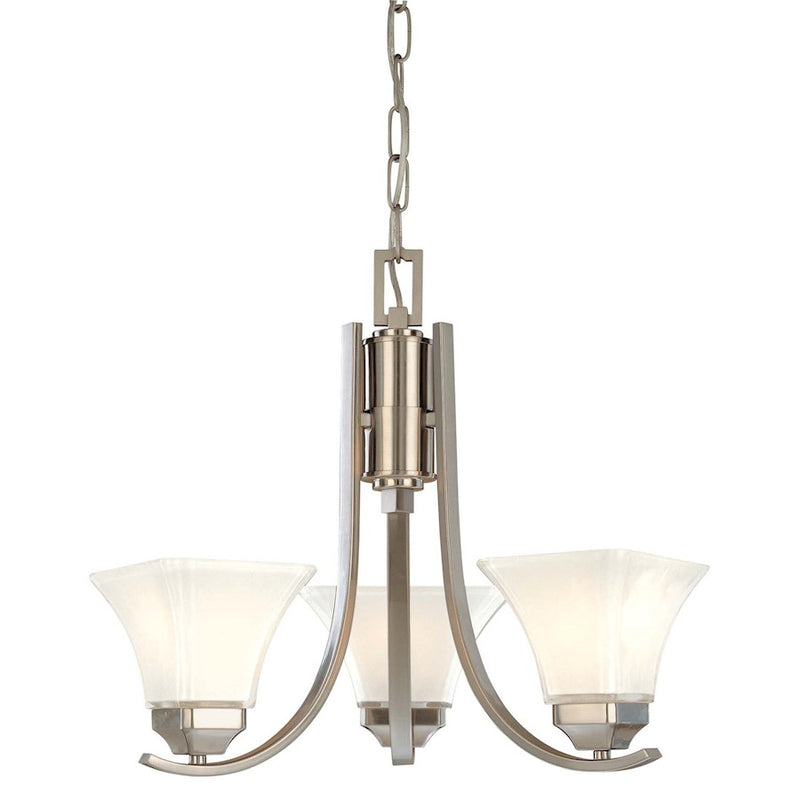 Minka Lavery Agilis 20in 3-Light Chandelier | Contemporary Brushed Nickel | Dining Room & Living Room | 20 x 20 x 17 in | Model 1813-84