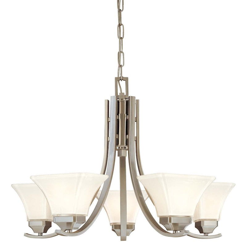 Minka Lavery Agilis 27in 5-Light Chandelier | Contemporary Brushed Nickel Steel | Dining Room & Living Room | 27 x 27 x 20 in | Model 1815-84