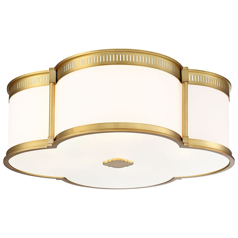 Minka Lavery 22in LED Flush Mount | Traditional Liberty Gold Metal and Etched White Glass | Living Room & Hallway Ceiling Light | Model 1824-249-L