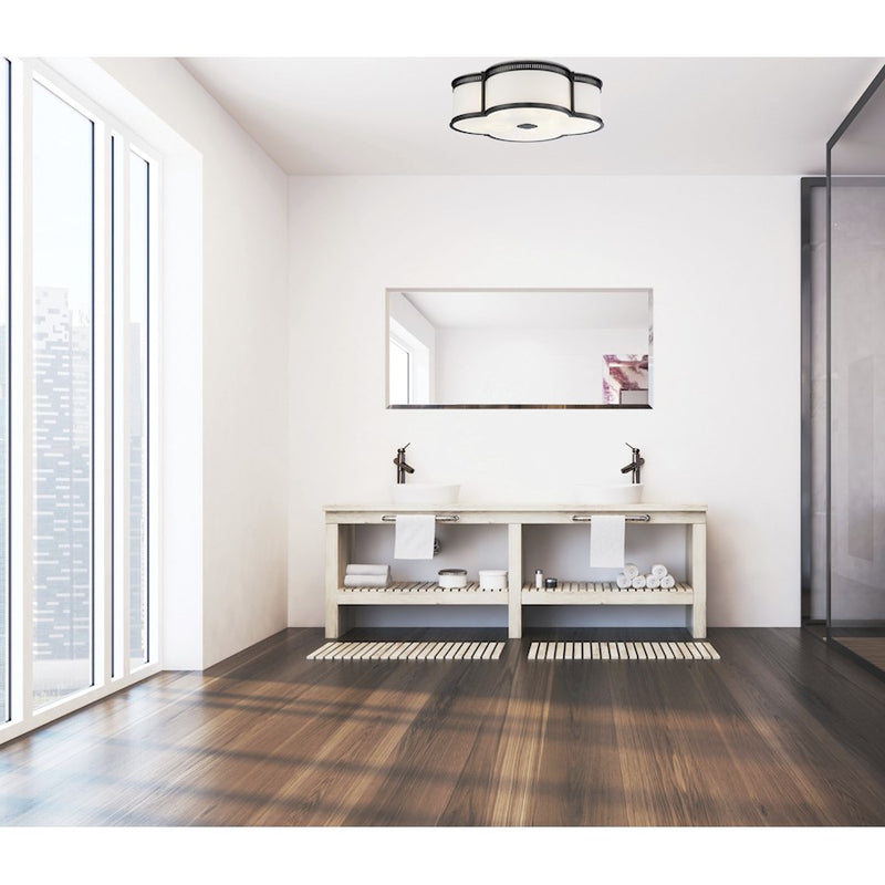 Minka Lavery LED Flush Mount 22in | Harvard Court Bronze and Etched White Glass | Bedroom & Hallway Ceiling Light | 22 x 22 x 8 in | Model 1824-281-L