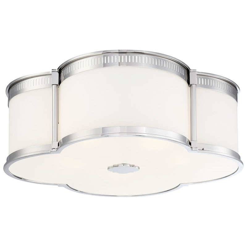 Minka Laver LED Flush Mount 22in 1-Light Flush Mount | Transitional Polished Nickel and Etched White Glass | Hallway & Bedroom | Model 1824-613-L