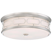 Minka Lavery 20in Flush Mount | Polished Nickel and Etched White Glass | Bedroom & Hallway Ceiling Light | 20 x 20 x 6 in | Model 1826-613