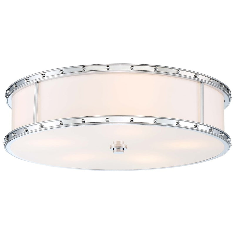 Minka Lavery 1827-77 20in Flush Mount | Transitional Chrome and Etched White Glass | Hallway & Bedroom Ceiling Light | 20 x 20 x 6 in | Model 1827-77