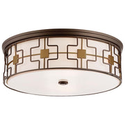 Minka Lavery 20in Flush Mount | Transitional Dark Brushed Bronze with Aged Brass and Frosted White Glass | Bedroom & Hallway Ceiling | Model 1846-104