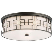 Minka Lavery 20in Flush Mount | Transitional Dark Gray and Polished Nickel with Frosted White Glass | Bedroom & Hallway Ceiling Light | Model 1846-105