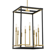 Minka Lavery Union Estates 18in 8-Light Pendant | Industrial Coal and Soft Brass Steel | Kitchen Island & Dining Room | Model 2117-726