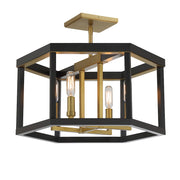 Minka Lavery Union Estates 18in 8-Light Pendant | Industrial Coal and Soft Brass Steel | Kitchen Island & Dining Room | Model 2117-726