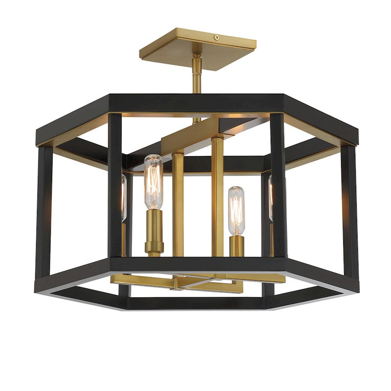 Minka Lavery Union Estates 18in 8-Light Pendant | Industrial Coal and Soft Brass Steel | Kitchen Island & Dining Room | Model 2117-726