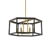Minka Lavery Union Estates 18in 8-Light Pendant | Industrial Coal and Soft Brass Steel | Kitchen Island & Dining Room | Model 2117-726