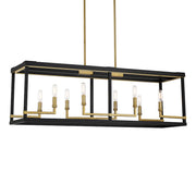 Minka Lavery Union Estates 18in 8-Light Pendant | Industrial Coal and Soft Brass Steel | Kitchen Island & Dining Room | Model 2117-726