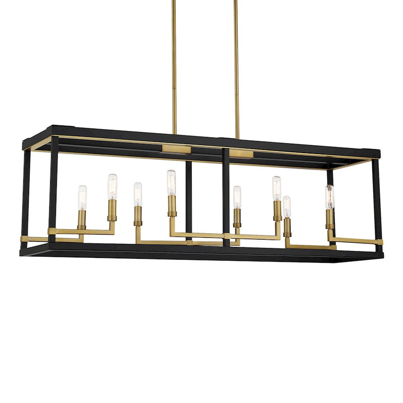 Minka Lavery Union Estates 18in 8-Light Pendant | Industrial Coal and Soft Brass Steel | Kitchen Island & Dining Room | Model 2117-726