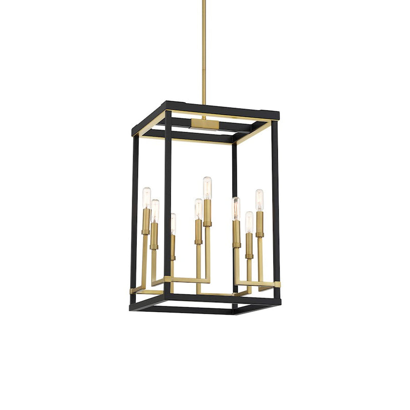 Minka Lavery Union Estates 18in 8-Light Pendant | Industrial Coal and Soft Brass Steel | Kitchen Island & Dining Room | Model 2117-726