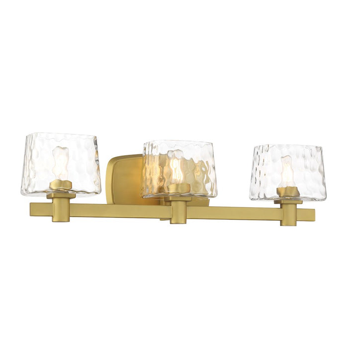 Minka Lavery Drysdale 3 Light Bath Vanity, Soft Brass/Clear Hammered - 2233-695