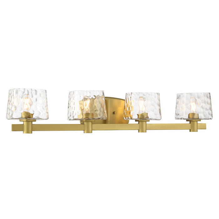 Minka Lavery Drysdale 4 Light Bath Vanity, Soft Brass/Clear Hammered - 2234-695