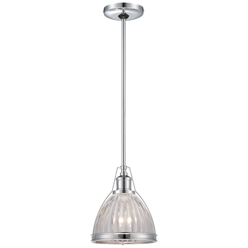 Minka Lavery 8in 1-Light Mini Pendant | Traditional Chrome | Kitchen Island & Breakfast Nook | W 8 x D 8 x H 9 in | Model 2242-77