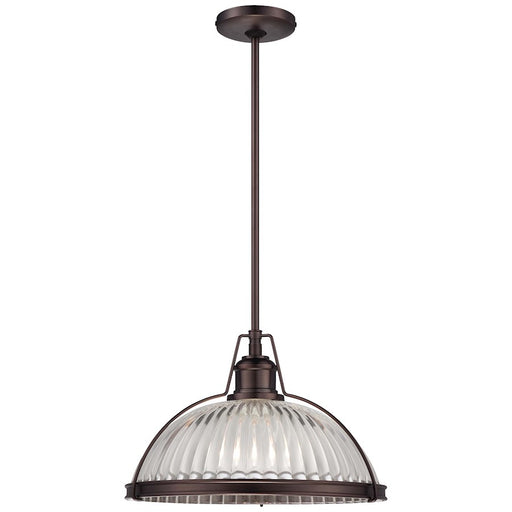 Minka Lavery 16in 1-Light Pendant | Traditional Dark Brushed Bronze | Kitchen Island & Dining Room | W 16 x H 10 in | Model 2243-267C