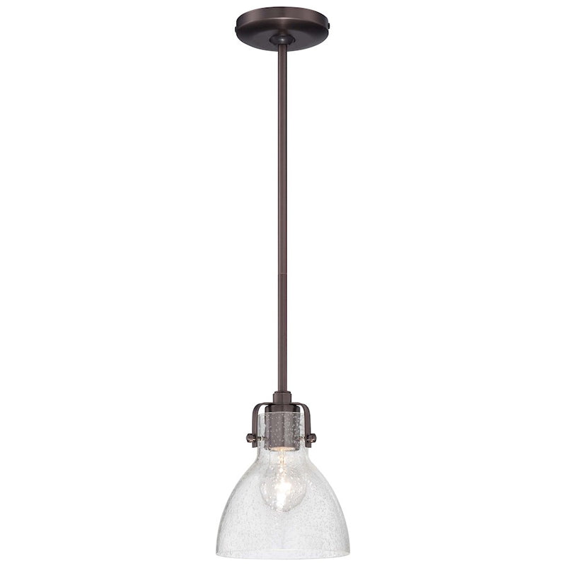 Minka Lavery 7in 1-Light Mini Pendant | Traditional Dark Brushed Bronze | Kitchen Island & Dining Room | 7 x 8 in | Model 2244-267C