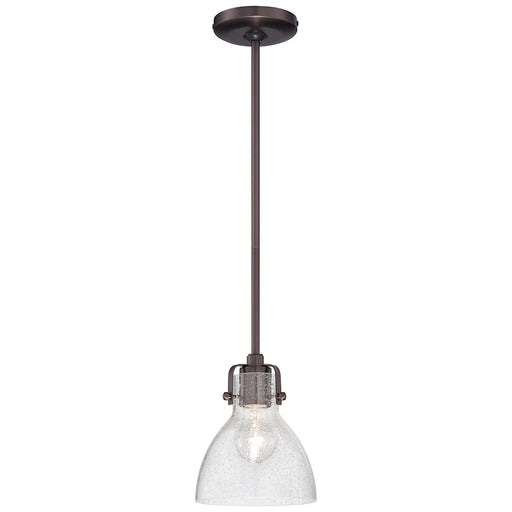Minka Lavery 7in 1-Light Mini Pendant | Traditional Dark Brushed Bronze | Kitchen Island & Dining Room | 7 x 8 in | Model 2244-267C