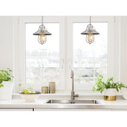 Minka Lavery 2250 8in 1-Light Pendant | Traditional Brushed Nickel | Kitchen Island & Dining Room | 8 x 8 x 8 in | Model 2250-84