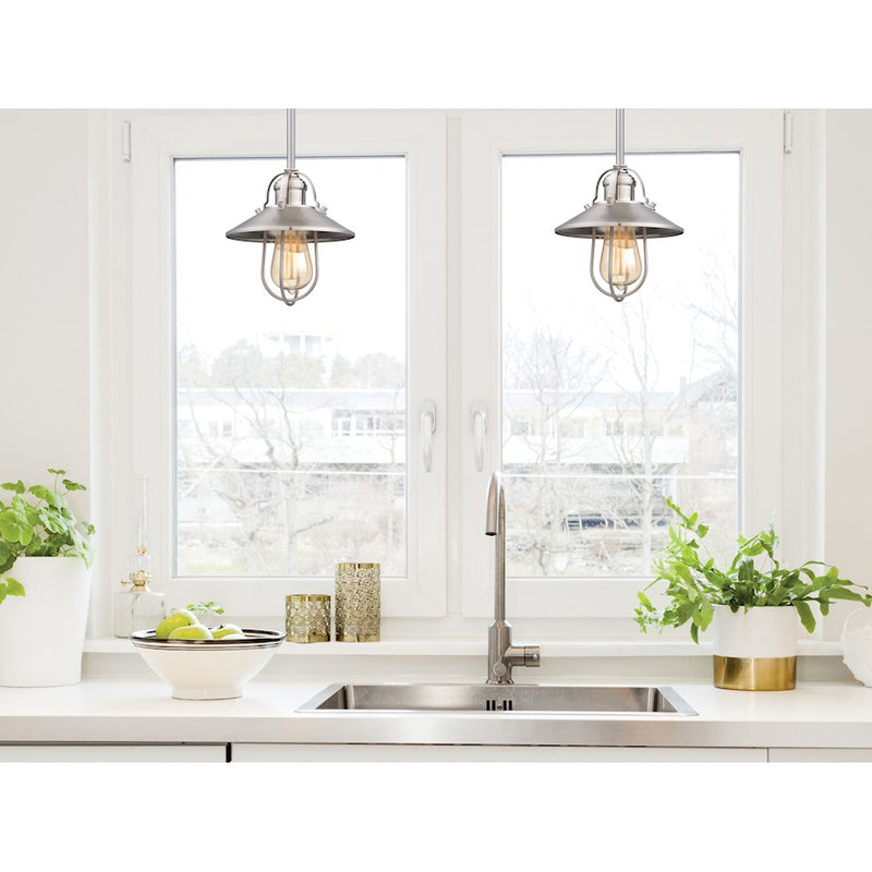 Minka Lavery 2250 8in 1-Light Pendant | Traditional Brushed Nickel | Kitchen Island & Dining Room | 8 x 8 x 8 in | Model 2250-84