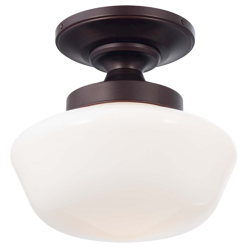 Minka Lavery 12in 1-Light Semi-Flush Mount | Traditional Brushed Bronze | Entryway & Hallway Light | 12 x 12 x 11 in | Model 2255-576
