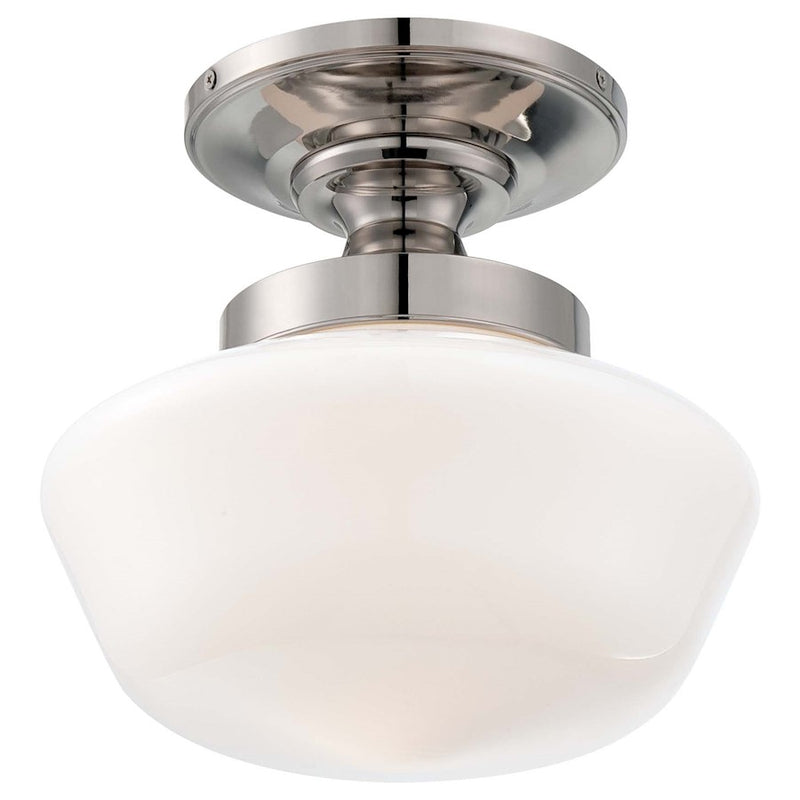 Minka Lavery 12in 1-Light Semi-Flush Mount | Traditional Polished Nickel | Entryway & Dining Room Ceiling Light | 12 x 12 x 11 in | Model 2255-613