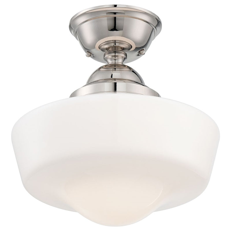 Minka Lavery 1-Light Semi-Flush Mount | Transitional Polished Nickel | Entryway & Hallway Ceiling Light | 14 x 14 x 14 in | Model 2257-613