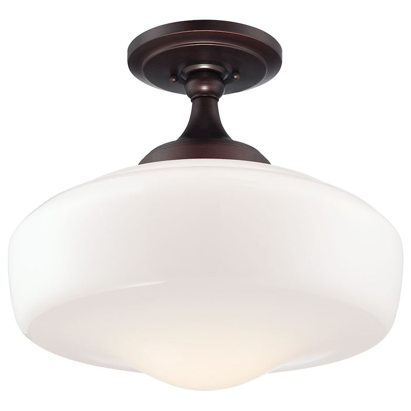 Minka Lavery 17in 1-Light Semi-Flush Mount | Transitional Brushed Bronze | Hallway & Entryway | 17 x 17 x 15 in | Model 2259-576