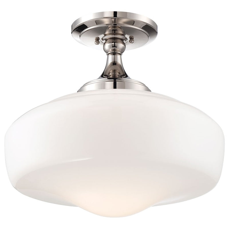 Minka Lavery 2259 17in 1-Light Semi-Flush Mount | Transitional Polished Nickel | Entryway & Hallway | 17 x 17 x 15.5 in | Model 2259-613