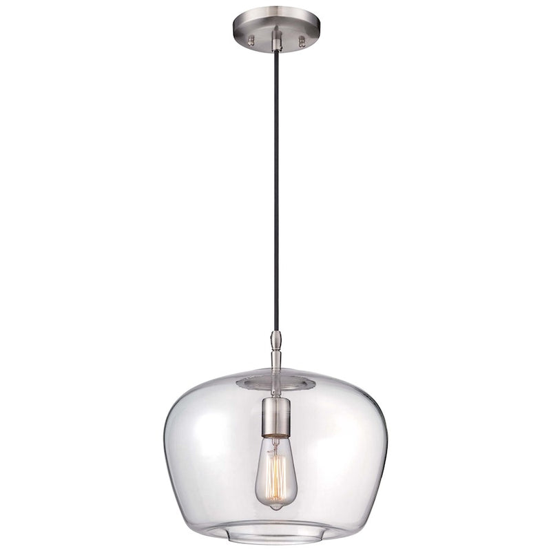 Minka Lavery 1-Light Mini Pendant | Brushed Nickel | Kitchen Island & Dining Room Accent | 12 x 12 x 12 in | Model 2260-84