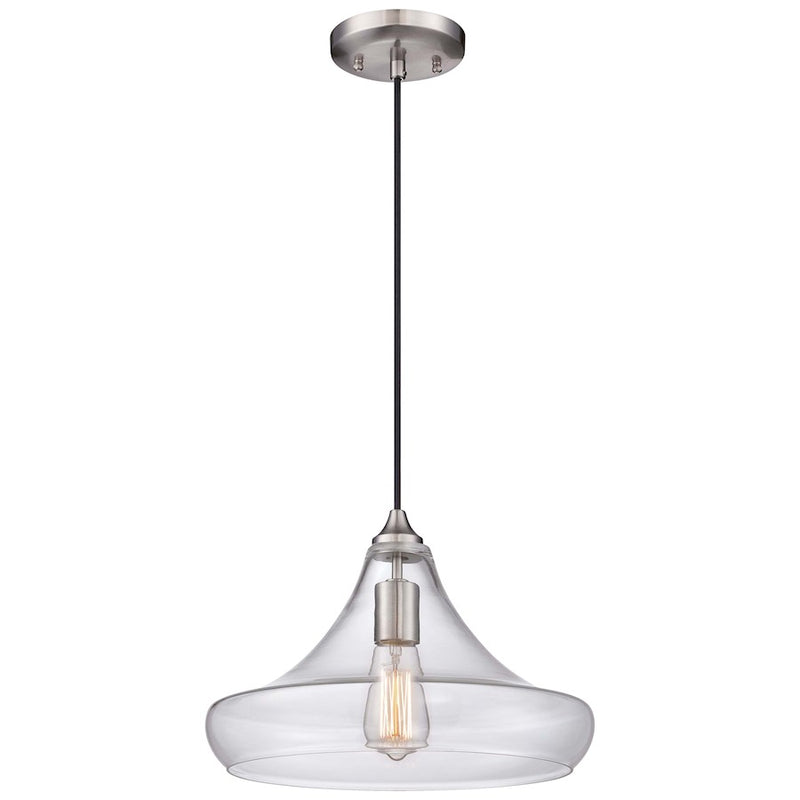 Minka Lavery 2262 13in 1-Light Mini Pendant | Traditional Brushed Nickel | Kitchen Island & Accent | 13 x 13 x 9 in | Model 2262-84