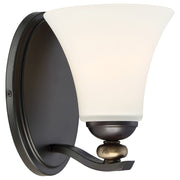 Minka Lavery Shadowglen 6in 1-Light Bath Vanity | Transitional Lathan Bronze with Gold Accents | Bathroom Sconce | W 6 x D 8 x H 8 in | Model 2281-589