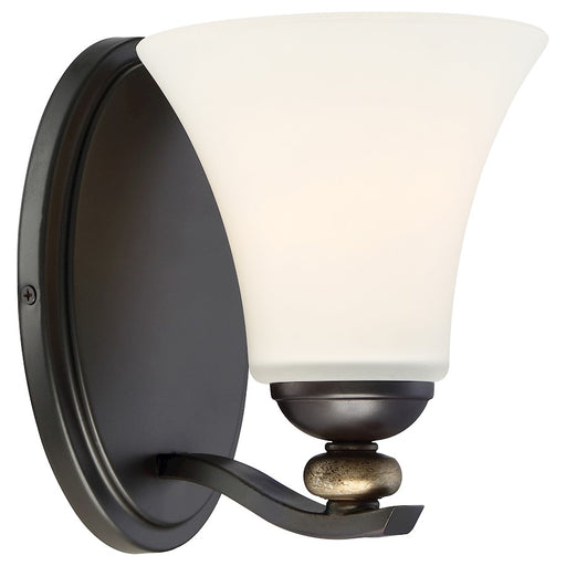 Minka Lavery Shadowglen 6in 1-Light Bath Vanity | Transitional Lathan Bronze with Gold Accents | Bathroom Sconce | W 6 x D 8 x H 8 in | Model 2281-589