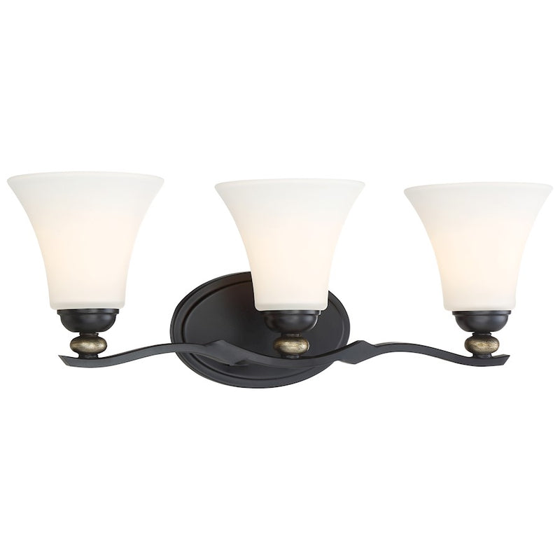 Minka Lavery Shadowglen 23in 3-Light Bath Vanity | Transitional Lathan Bronze with Gold Accents | Bathroom Vanity Light | W 23 x D 8 | Model 2283-589