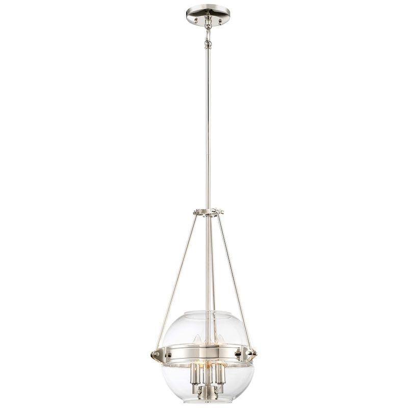 Minka Lavery Atrio 12in 3-Light Pendant | Transitional Polished Nickel and Clear Glass | Kitchen Island & Dining Room | 12 x 20 in | Model 2290-613