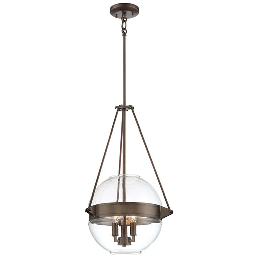 Minka Lavery Atrio 16in 3-Light Pendant | Transitional Harvard Court Bronze and Clear Glass | Kitchen Island & Dining Room | Model 2291-281